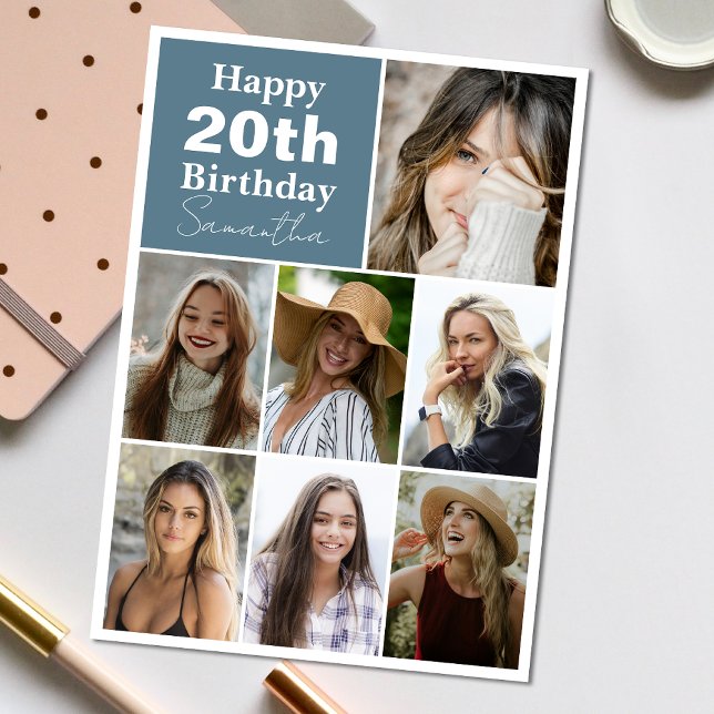 Collage | Photo Any Age Personalize Birthday Card (Personalize the collage birthday greeting card to create a special keepsake for your loved one!)