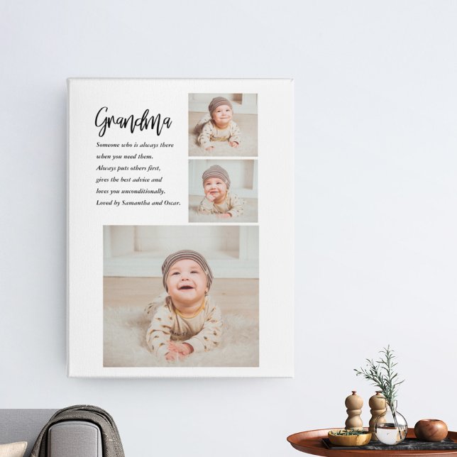Collage Photo & Best Grandma Ever Best Beauty Gift Canvas Print (Creator Uploaded)