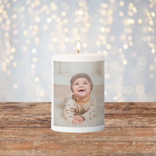 Collage Photo & Best Grandma Ever Best Beauty Gift Pillar Candle