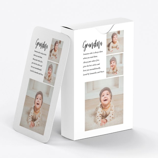 Collage Photo & Best Grandma Ever Best Beauty Gift Poker Cards (Creator Uploaded)
