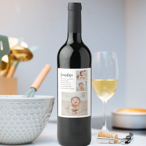 Collage Photo  Best Grandma Ever Best Beauty Gift Wine Label