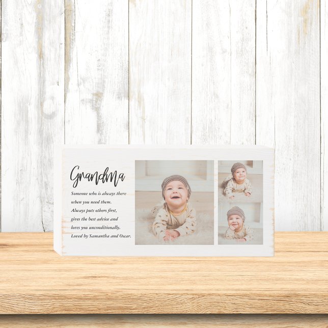 Collage Photo & Best Grandma Ever Best Beauty Gift Wooden Box Sign (Creator Uploaded)
