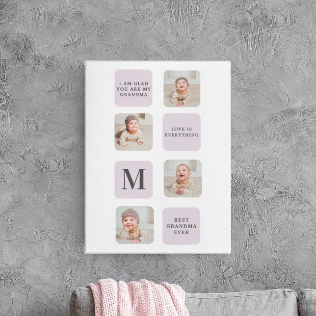 Collage Photo & Best Grandma Ever Best Purple Gift Canvas Print (Creator Uploaded)
