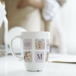 Collage Photo &amp; Best Grandma Ever Best Purple Gift Latte Mug
