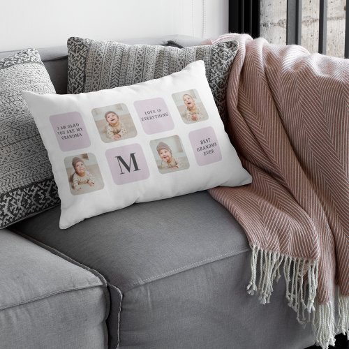Collage Photo  Best Grandma Ever Best Purple Gift Lumbar Pillow