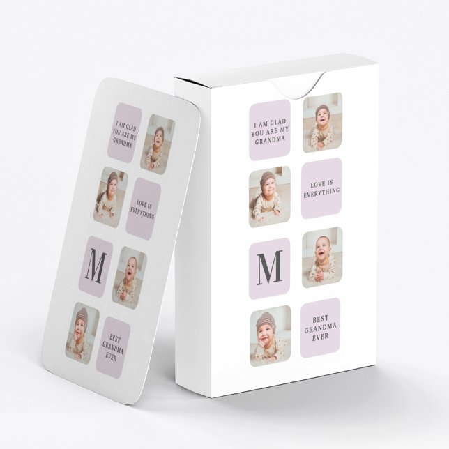 Collage Photo & Best Grandma Ever Best Purple Gift Poker Cards (Creator Uploaded)