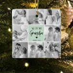 Collage Photo Best Grandpa Ever Pastel Mint Gift Ceramic Ornament<br><div class="desc">This beautiful collage photo is the perfect way to express your love for your grandpa. Featuring the heartfelt message "We love you grandpa" in elegant lettering against a soothing pastel mint background, this piece captures the warmth and affection you feel for your grandpa. The collage design allows you to include...</div>
