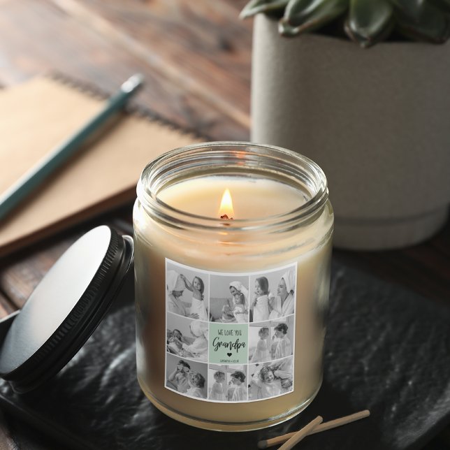 Collage Photo Best Grandpa Ever Pastel Mint Gift Square Sticker (Creator Uploaded)