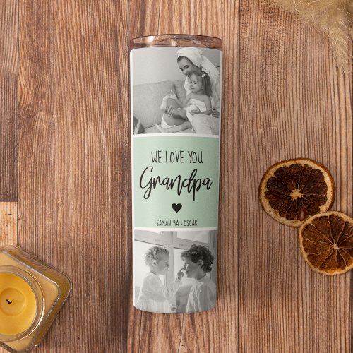 Collage Photo Best Grandpa Ever Pastel Mint Gift Thermal Tumbler