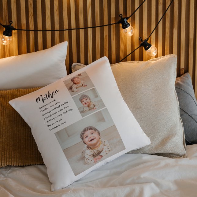 Collage Photo & Best Mother Quote Lovely Gift Throw Pillow (Creator Uploaded)