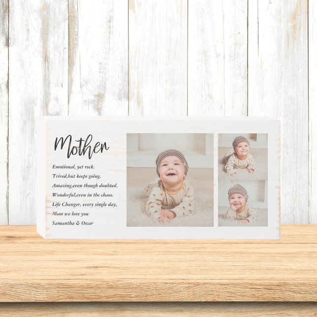 Collage Photo & Best Mother Quote Lovely Gift Wooden Box Sign (Creator Uploaded)