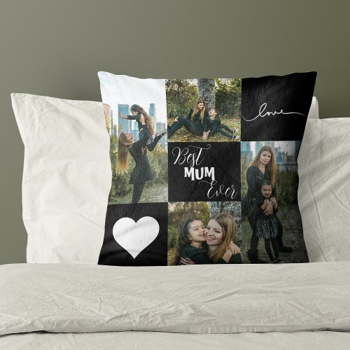 Collage Photo Best Mum Ever Throw Pillow