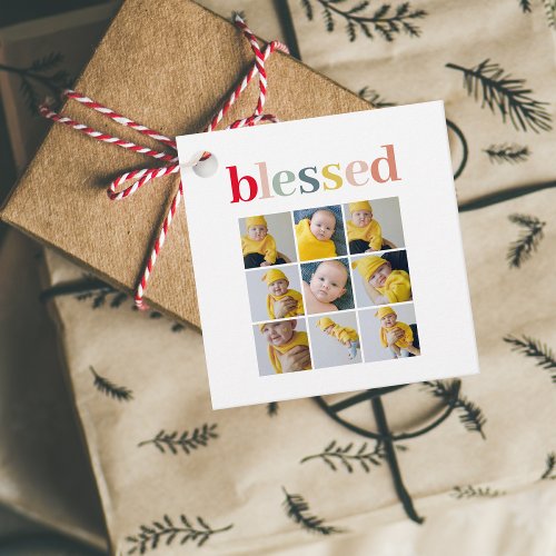 Collage Photo  Colorful Blessed Holiday Gift Favor Tags