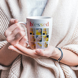 Collage Photo | Colorful Blessed Holiday Gift Latte Mug