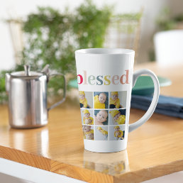 Collage Photo | Colorful Blessed Holiday Gift Latte Mug