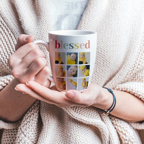 Collage Photo  Colorful Blessed Holiday Gift Latte Mug