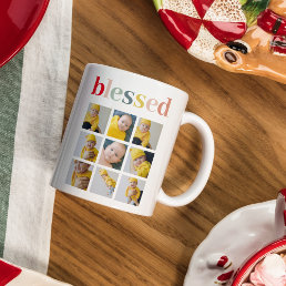 Collage Photo | Colorful Blessed Holiday Gift Mug