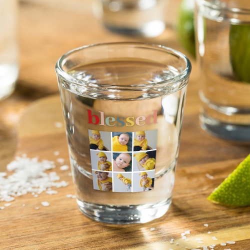 Collage Photo  Colorful Blessed Holiday Gift Shot Glass