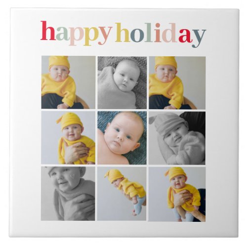 Collage Photo  Colorful Happy Holiday Ceramic Tile