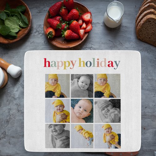 Collage Photo  Colorful Happy Holiday Cutting Board
