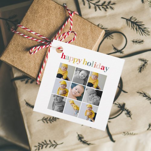 Collage Photo  Colorful Happy Holiday Favor Tags