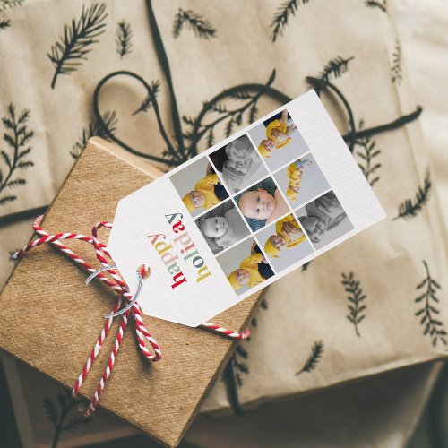 Collage Photo  Colorful Happy Holiday Gift Tags