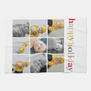 Collage Photo   Colorful Happy Holiday Kitchen Towel