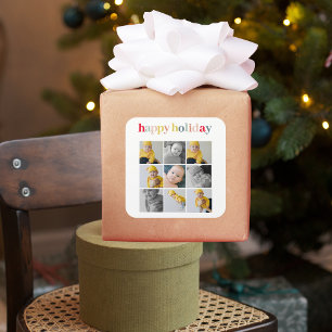 Collage Photo Colorful Happy Holiday Square Sticker