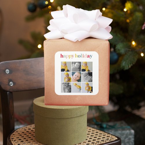 Collage Photo  Colorful Happy Holiday Square Sticker