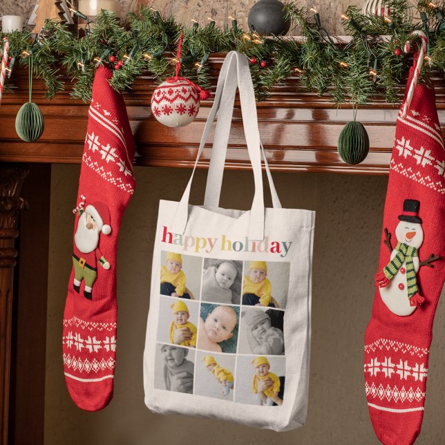 Collage Photo | Colorful Happy Holiday Tote Bag (Creator Uploaded)