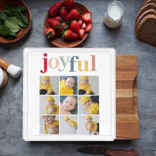 Collage Photo  Colorful Joyful Holiday Gift Acrylic Tray