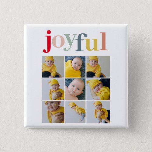 Collage Photo  Colorful Joyful Holiday Gift Button