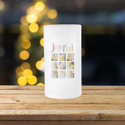 Collage Photo | Colorful Joyful Holiday Gift Frosted Glass Beer Mug