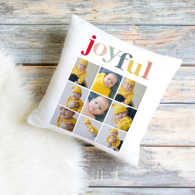 Collage Photo | Colorful Joyful Holiday Gift Outdoor Pillow (Creator Uploaded)