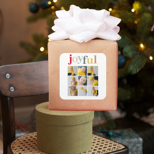 Collage Photo  Colorful Joyful Holiday Gift Square Sticker