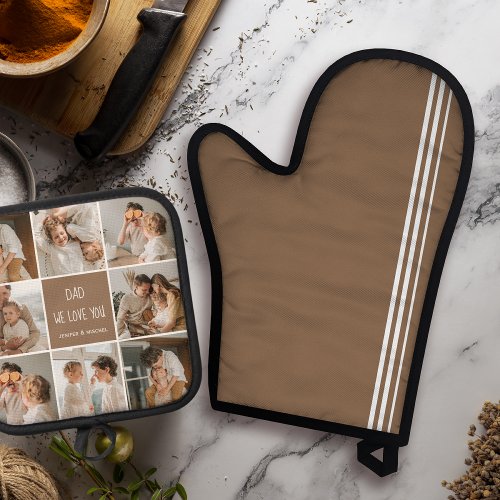 Collage Photo Dad We Love You Happy Fathers Day Oven Mitt  Pot Holder Set