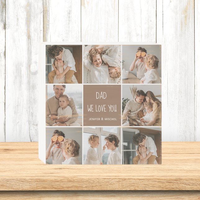 Collage Photo Dad We Love You Happy Fathers Day Wooden Box Sign (Creator Uploaded)