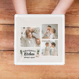 Collage Photo &amp; Grandma Kitchen Is Always Open Acrylic Tray
