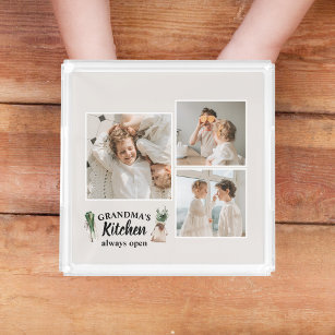 Collage Photo & Grandma Kitchen Is Always Open Acrylic Tray