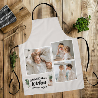 Collage Photo & Grandma Kitchen Is Always Open Apron