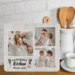 Collage Photo & Grandma Kitchen Is Always Open Cutting Board<br><div class="desc">Looking for the perfect gift for your grandma, or for anyone who loves spending time in the kitchen? Look no further than this unique and customizable product! Featuring a beautiful collage of your favorite photos, this design is sure to capture your memories and make them last. And with the charming...</div>