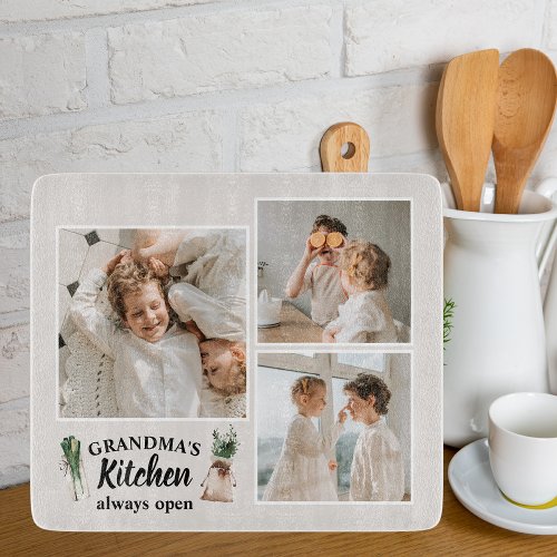 Collage Photo  Grandma Kitchen Is Always Open Cutting Board