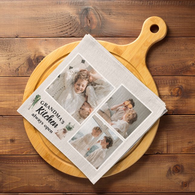Collage Photo & Grandma Kitchen Is Always Open Towel (Creator Uploaded)
