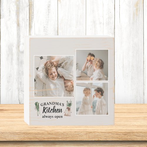 Collage Photo  Grandma Kitchen Is Always Open Wooden Box Sign