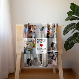 Collage Photo Grandma Wrapped in love Valentine  Fleece Blanket