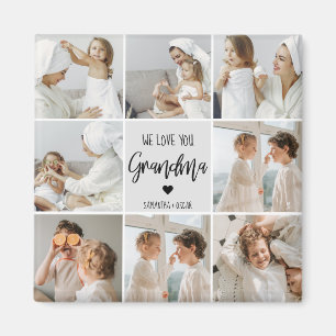 Collage Photo Gray We Love You Grandma Best Gift  Magnet