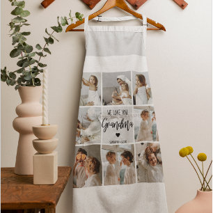 Collage Photo Grey We Love You Grandma Best Gift Apron