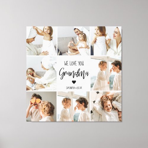 Collage Photo Grey We Love You Grandma Best Gift  Canvas Print