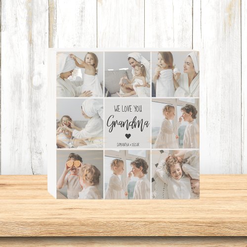 Collage Photo Grey We Love You Grandma Best Gift  Wooden Box Sign
