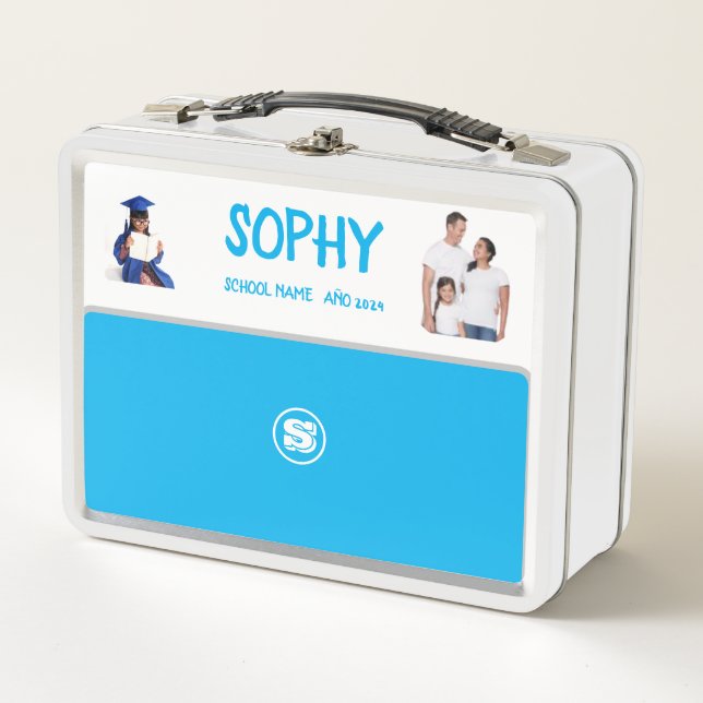 COLLAGE photo Lunchbox BLUE SKY WHITE To Customize (Front)